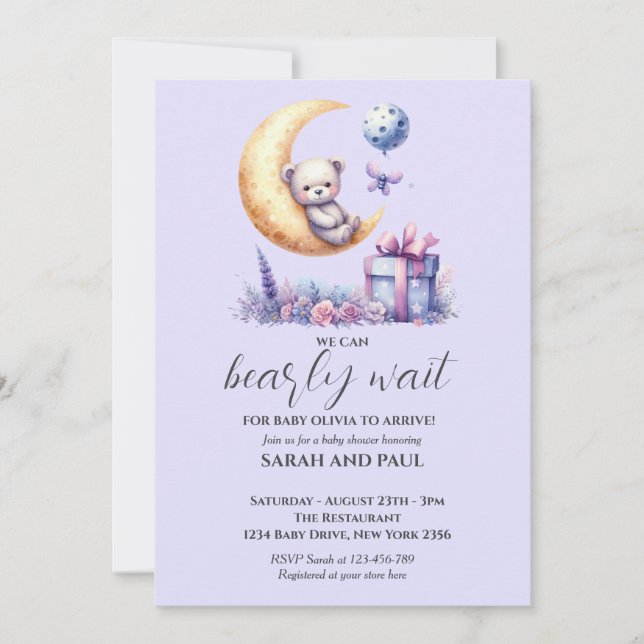 Convites Teddy Bear Podemos Esperar (Frente)