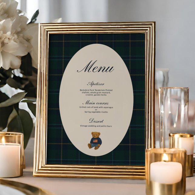 Convites Teddy Bear Polo Baby Shower Menu (Criador carregado)