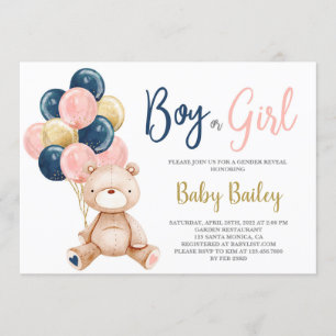 Convites Teddy Bear Sexo Revelação