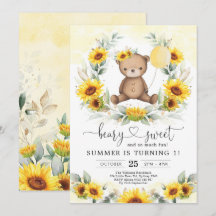 Teddy Bear Summer Sunflower Greenere Birthday Girl