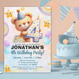 Convites Teddy Bear Theme Birthday 4th for boy's
