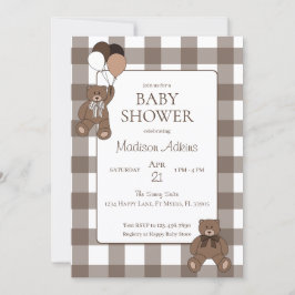 Convites Teddy Bears Baby Boy Brown Baby Shower