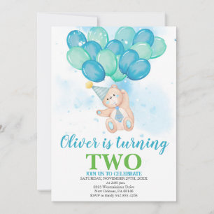 Convites Teddy Bears convida, Watercolor Balloons Aniversár