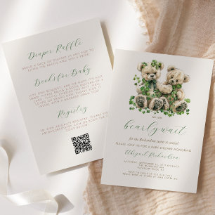 Convites Teddy Bears Green Ivy Twins com o Chá de fraldas d
