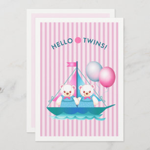 Convites Teddy Bears Twin Girls Chá de fraldas