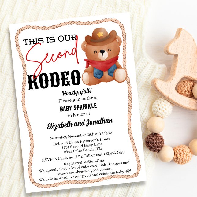 Convites Tédio de Urso de Cowboy Rodeio Vermelho Segundo Ch (Criador carregado)