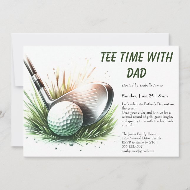 Convites Tee Time com o Papai Edição Dia dos Pais Festa de  (Frente)