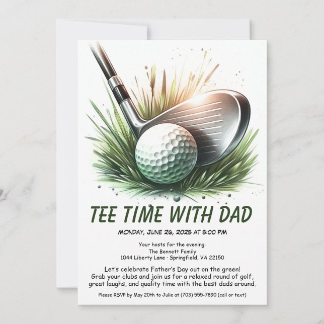 Convites Tee Time com o Papai Edição Dia dos Pais Festa de  (Frente)