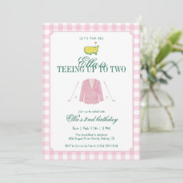 Convites Teeing Up To Two Golf 2nd Birthday Pink Gingham