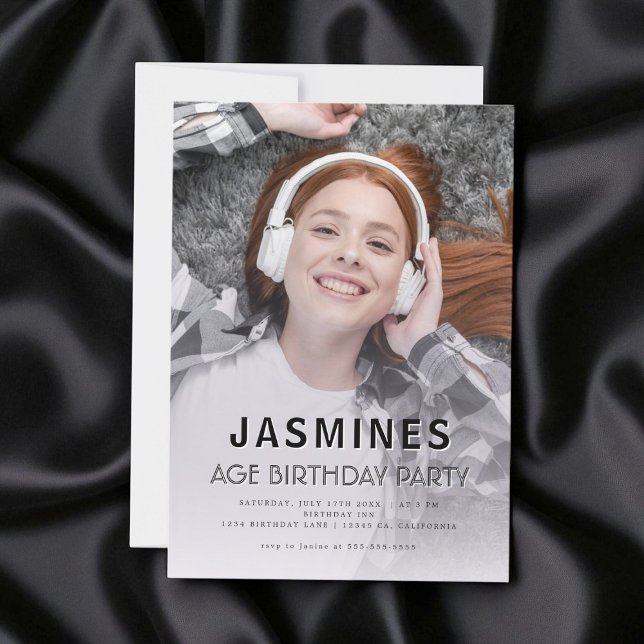 Convites Teen modern photo  birthday party (Criador carregado)