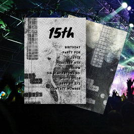 Convites Teen Son Birthday Grunge Guitar