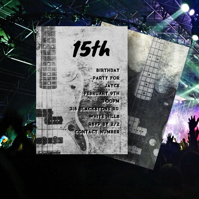 Convites Teen Son Birthday Grunge Guitar (Criador carregado)