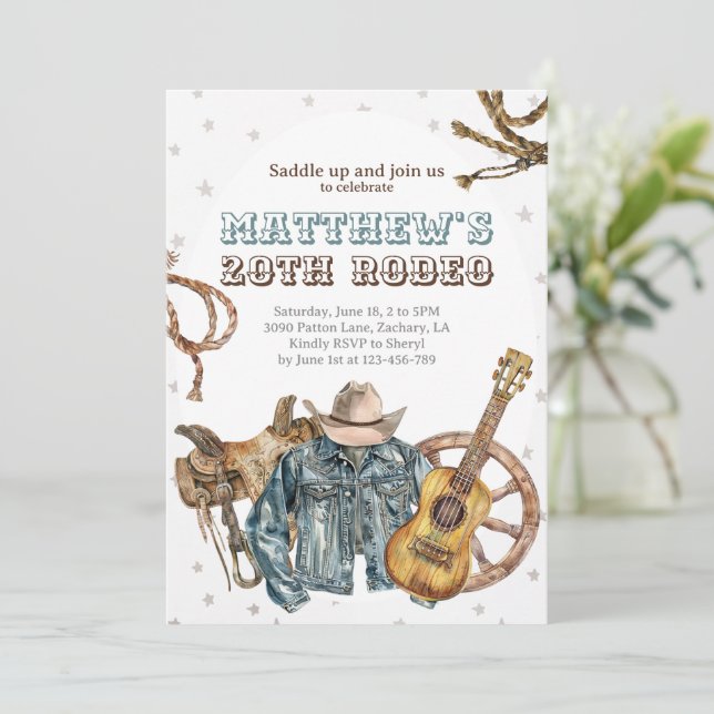 Convites Teenager Cowboy Rodeo (Em pé/Frente)