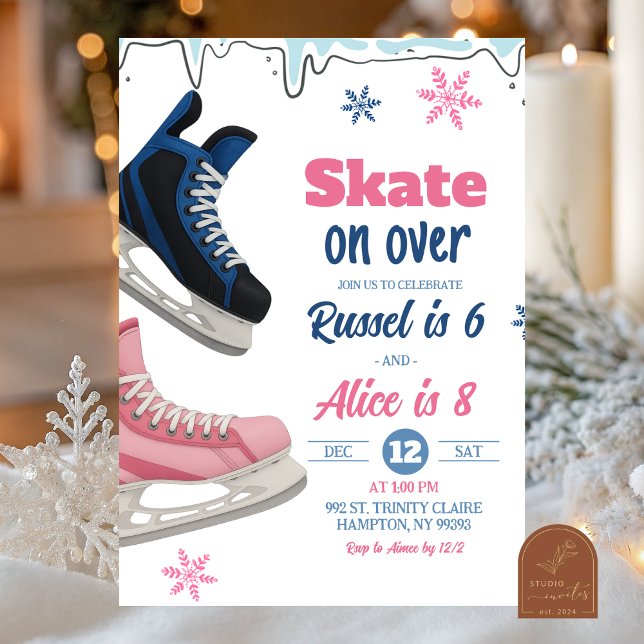 Convites Teenager Skate Sibling Birthday Invitation (Criador carregado)