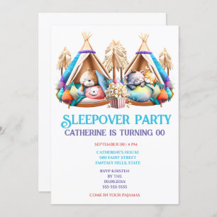 Convites Teepee bicho dormindo pipocas