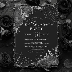 Convites Teias Florais Assustadoras de Halloween 