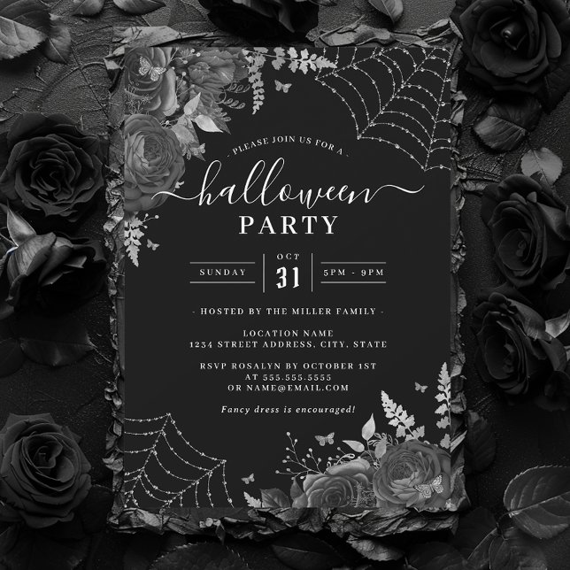 Convites Teias Florais Assustadoras de Halloween  (Criador carregado)