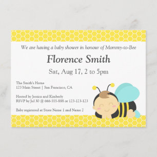 Convites Tema Abelha Bumble Fofa, Chá de Bebê Menino