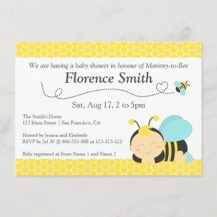 Convites Tema Abelha Bumble Fofa, Chá de Bebê Menino
