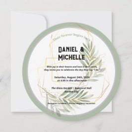 Convites Tema Botânico do Casamento Dourado Preto Arrancado