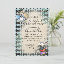 Convites Tema da Alice no País das Maravilhas com Coelho Br