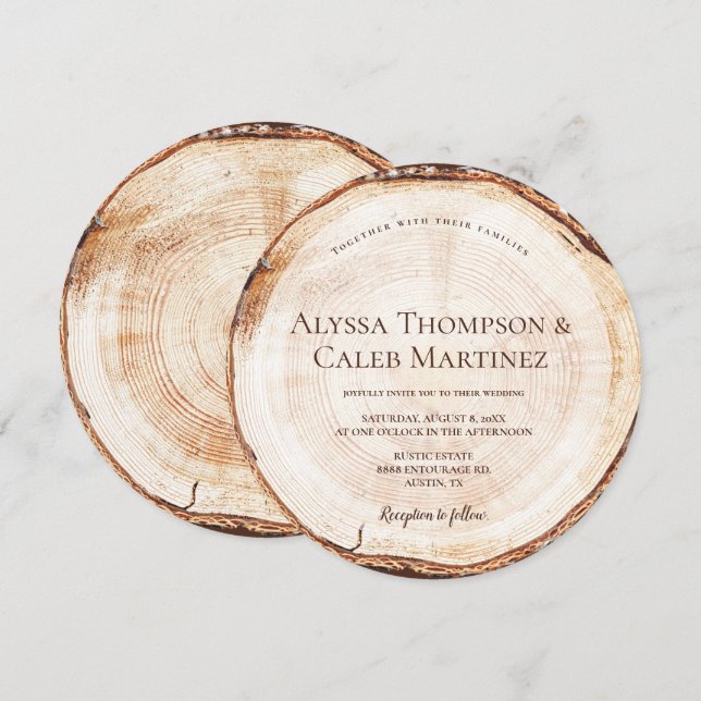 Convites Tema da Madeira Rústica Nome do Cheio de noiva per (Frente/Verso)