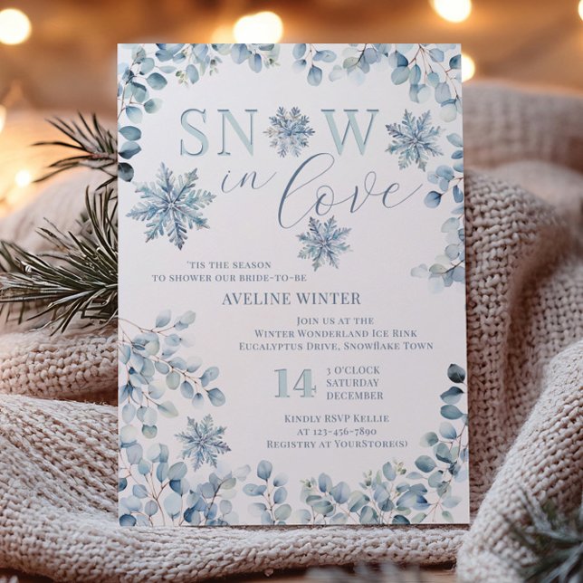 Convites Tema da neve no amor Chá de panela de inverno (Snow in Love winter bridal shower invitation by Darling & May)