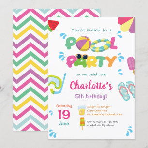 Convites Tema da Parte piscina