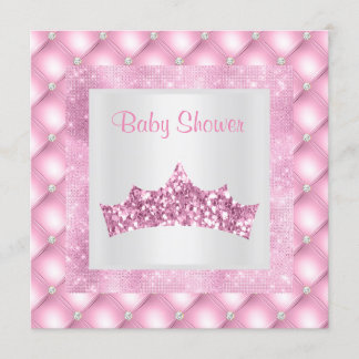 Convites Tema da princesa rosa diamante chá de fraldas tiar