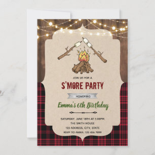 Convites Tema de acampamento rústico de smore