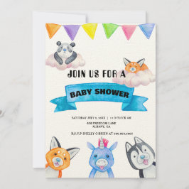 Convites Tema de Animais Bebês Personalizados Chá de Bebê