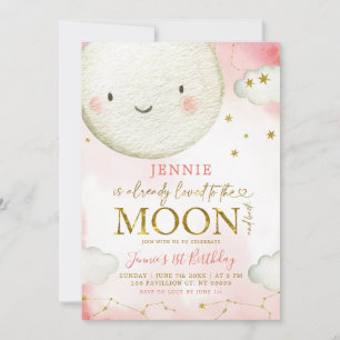 Convites Tema de aniversário da Menina Dourada e Rosa Minim