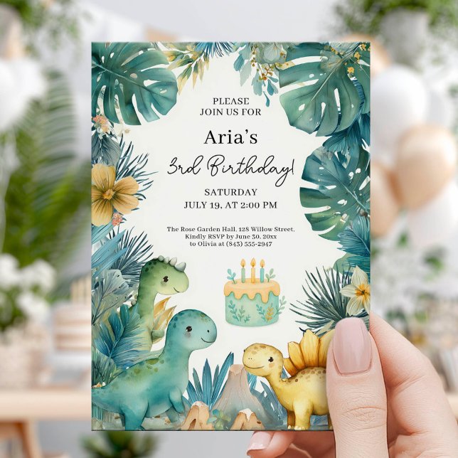 Convites Tema de Aniversário da Selva do Dino Fofo (Criador carregado)