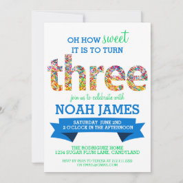 Convites Tema de aniversário de 3 anos de Festa de Tema Can