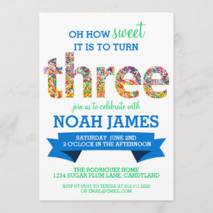 Convites Tema de aniversário de 3 anos de Festa de Tema Can