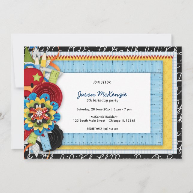 Convites Tema de aniversário de escola (Frente)