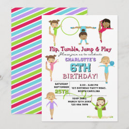 Convites Tema de Aniversário de Menina com Ginástica Infant