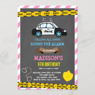 Convites Tema de aniversário de menina policial