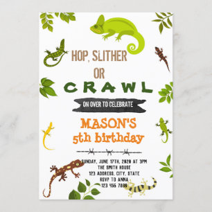 Convites tema de aniversário de réptil lagarto