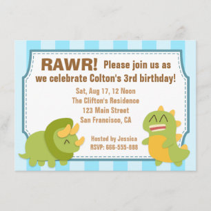 Convites Tema de Aniversário - Dinossauros Fofos