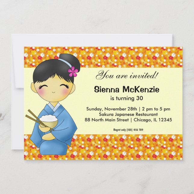 Convites Tema de aniversário do Japão (Frente)