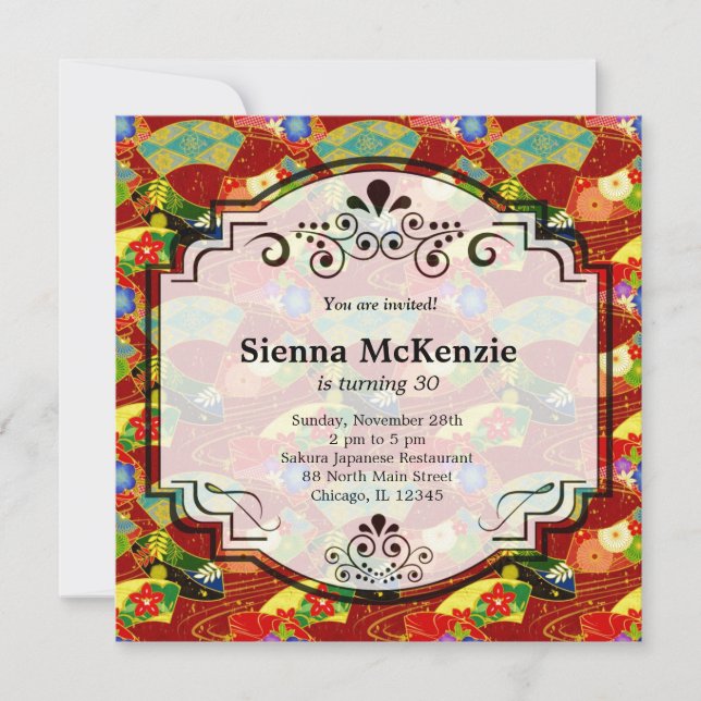 Convites Tema de aniversário do Japão (Frente)