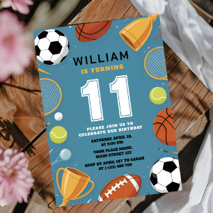 Convites Tema de Aniversário Esportivo Meninos Azul