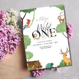 Convites Tema de aniversário infantil neutro Safari do Selv