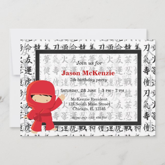 Convites Tema de aniversário Ninja (Frente)