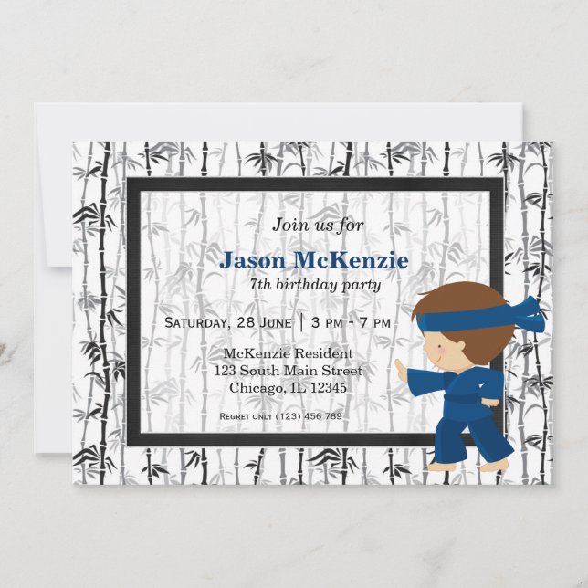 Convites Tema de aniversário Ninja (Frente)