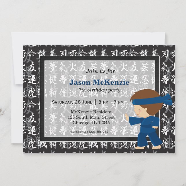 Convites Tema de aniversário Ninja (Frente)