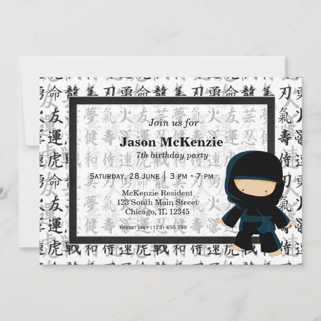 Convites Tema de aniversário Ninja (Frente)