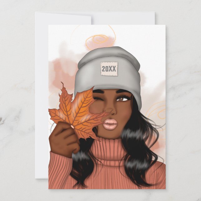 Convites Tema de Ano Novo Aconchegante de Outono Festa (Frente)