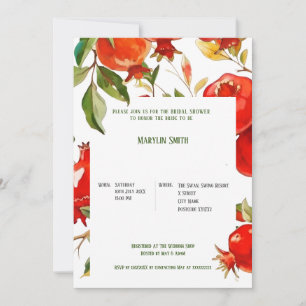 Convites Tema de aquarela de romãs Cores brilhantes